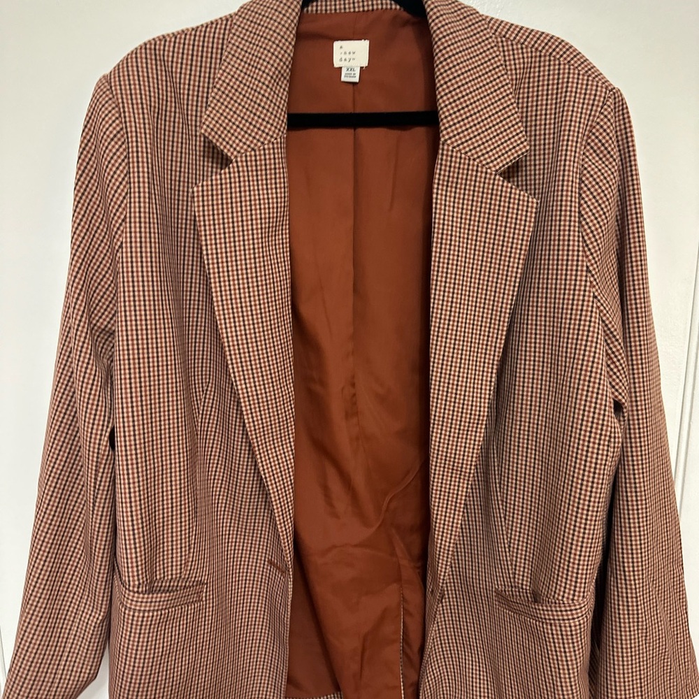 Brown Checkered Blazer